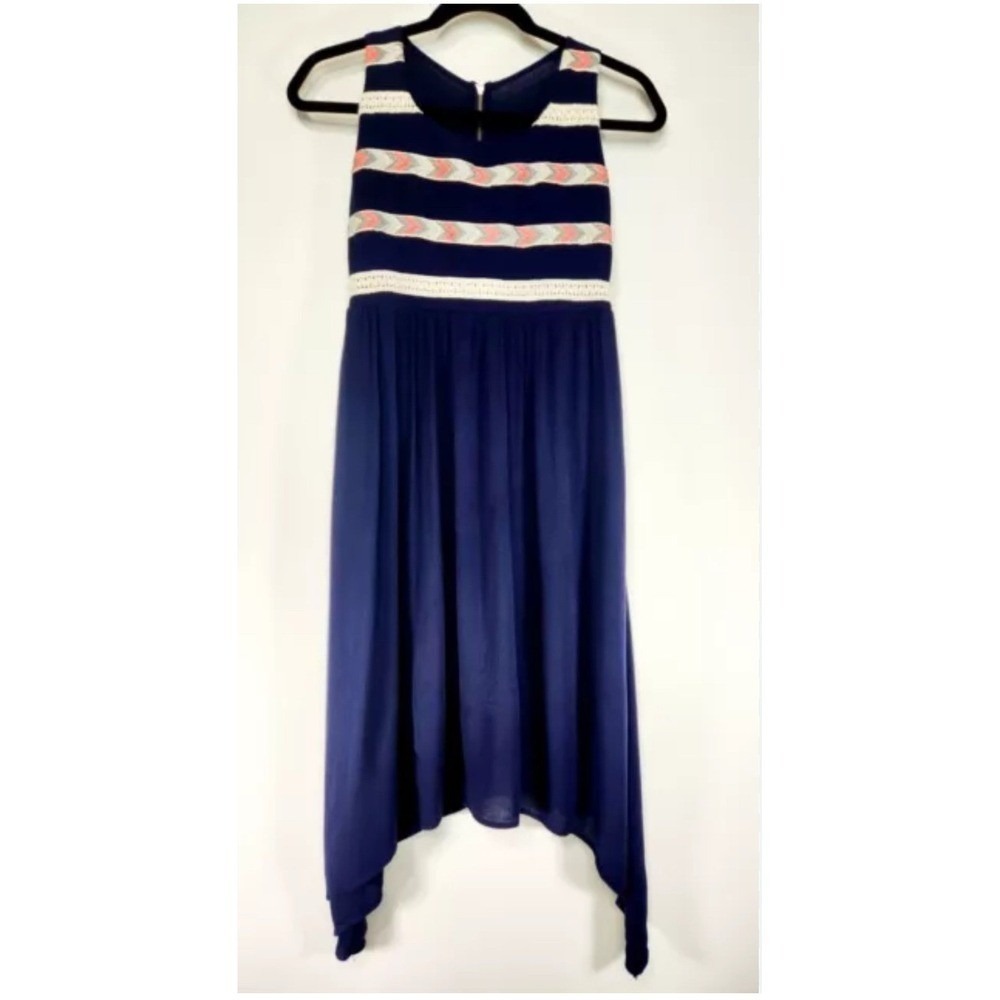 Paper Doll London Girls Dress Size 12 Navy‎ Handkerchief Hem Sleeveless